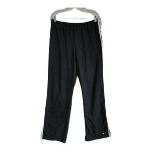 Vintage Women's NIKE Black with White Stripe Track Pants Y2K Slit Ankle L 12/14